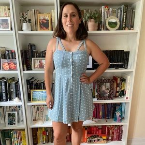 Madewell Denim Cutout Polka Dot Dress